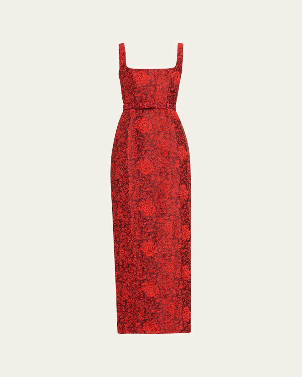 Bora Rose Brocade Long Dress